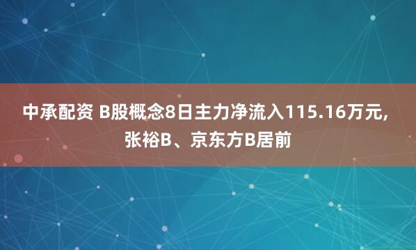中承配资 B股概念8日主力净流入115.16万元, 张裕B、京东方B居前